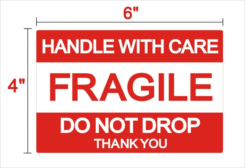 FungLam 4'' x 6'' Fragile Stickers, Fragile - Handle with Care - Do Not Drop - Thank You Shipping and Packing Warning Stickers - 500 Permanent Adhesive Labels Per Roll (1 Pack) - Image 2